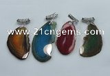 NGP1230 35*65mm - 45*70mm freeform agate pendants with brass setting