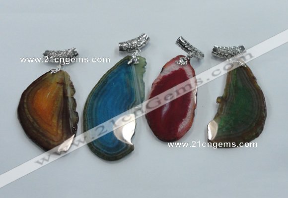 NGP1230 35*65mm - 45*70mm freeform agate pendants with brass setting