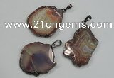 NGP1284 30*40mm – 35*45mm freeform agate pendants with brass setting