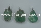 NGP1293 18*30mm – 25*35mm nuggets green fluorite pendants