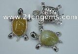 NGP1296 43*60mm tortoise agate pendants with crystal pave alloy settings