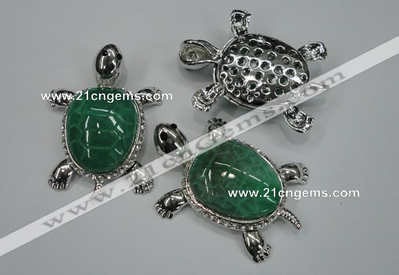 NGP1297 43*60mm tortoise agate pendants with crystal pave alloy settings