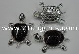 NGP1300 43*60mm tortoise agate pendants with crystal pave alloy settings