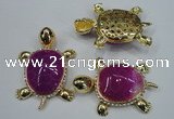 NGP1303 43*60mm tortoise agate pendants with crystal pave alloy settings