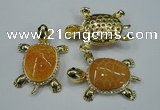 NGP1304 43*60mm tortoise agate pendants with crystal pave alloy settings