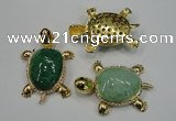 NGP1306 43*60mm tortoise agate pendants with crystal pave alloy settings