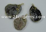 NGP1316 30*40mm - 35*50mm freeform agate pendants with brass setting