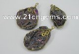 NGP1317 30*40mm - 35*50mm freeform agate pendants with brass setting