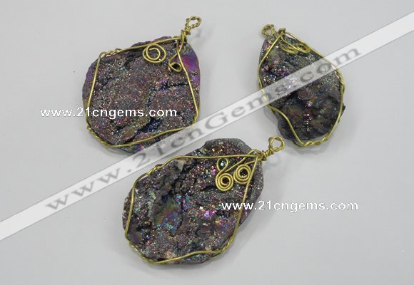 NGP1317 30*40mm - 35*50mm freeform agate pendants with brass setting