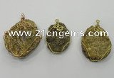 NGP1321 30*40mm - 45*60mm freeform agate pendants with brass setting