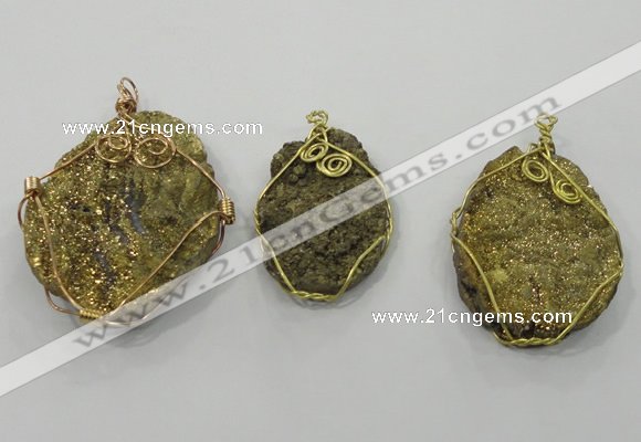 NGP1321 30*40mm - 45*60mm freeform agate pendants with brass setting