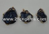 NGP1322 30*40mm - 45*60mm freeform agate pendants with brass setting