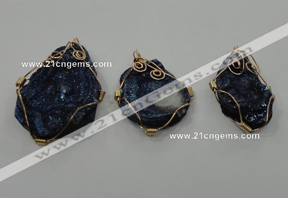 NGP1322 30*40mm - 45*60mm freeform agate pendants with brass setting