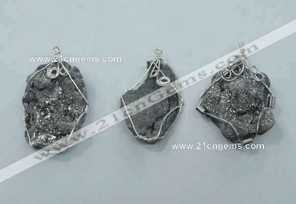 NGP1323 30*40mm - 40*55mm freeform agate pendants with brass setting
