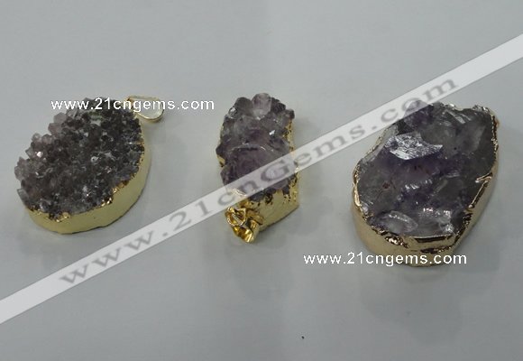 NGP1337 20*30mm - 30*40mm freeform agate pendants with brass setting