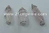 NGP1345 20*45mm - 22*60mm nuggets rose quartz pendants with brass setting