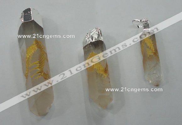 NGP1348 10*40mm - 15*80mm faceted nuggets white crystal pendants