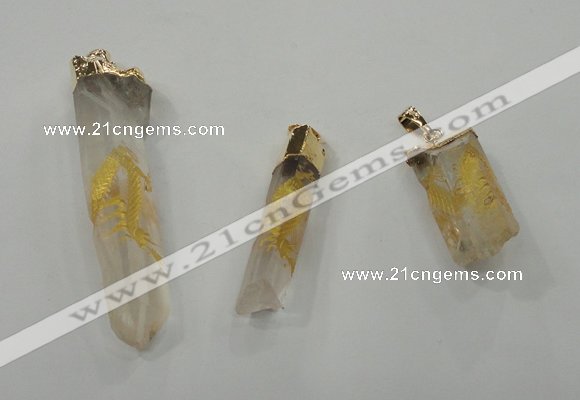 NGP1349 10*40mm - 15*80mm faceted nuggets white crystal pendants