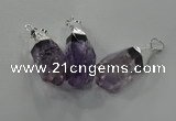 NGP1353 15*30mm - 18*40mm faceted nuggets amethyst pendants