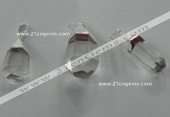 NGP1356 15*30mm - 20*35mm faceted nuggets white crystal pendants