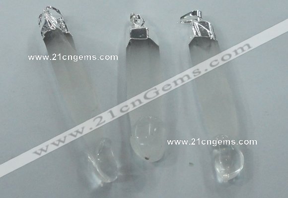 NGP1358 10*45mm - 15*75mm carved white crystal pendants