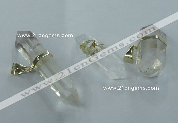 NGP1361 12*35mm - 16*55mm faceted nuggets white crystal pendants