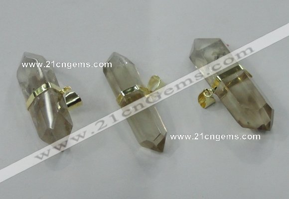 NGP1362 12*35mm - 16*55mm faceted nuggets smoky quartz pendants