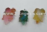 NGP1365 30*40mm - 35*45mm leaf agate pendants with brass setting