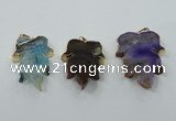 NGP1367 30*40mm - 35*45mm leaf agate pendants with brass setting