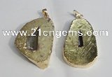 NGP1386 35*40mm - 40*50mm freeform plated druzy agate pendants