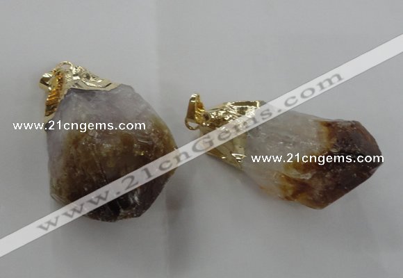 NGP1388 18*35mm - 20*50mm nuggets citrine gemstone pendants