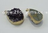 NGP1402 22*35mm - 30*40mm freeform druzy amethyst pendants wholesale