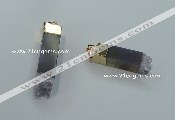 NGP1406 8*25mm - 10*35mm stick druzy amethyst pendants wholesale
