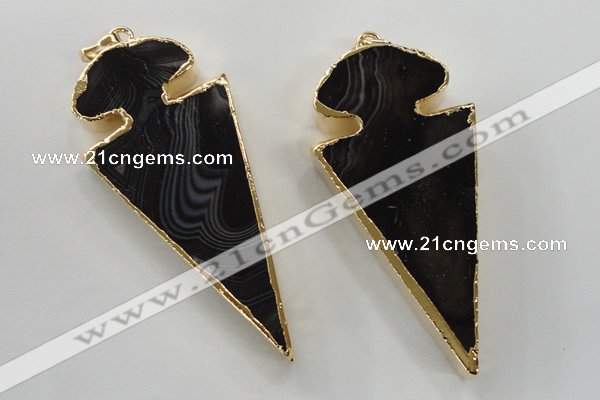 NGP1410 30*65mm arrowhead agate gemstone pendants wholesale