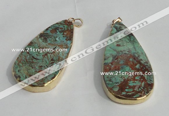 NGP1414 30*50mm - 35*55mm flat teaerdrop ocean agate pendants