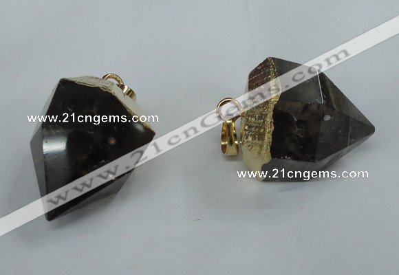 NGP1416 20*25mm - 25*30mm faceted nuggets smoky quartz pendants