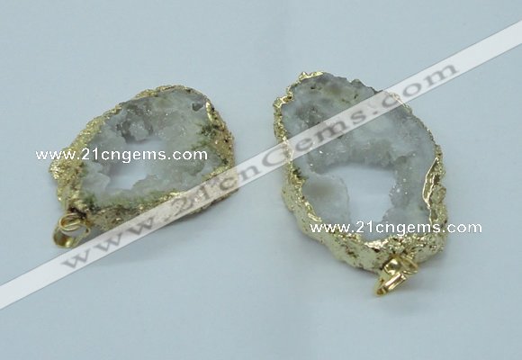 NGP1422 35*45mm - 45*55mm freeform plated druzy agate pendants