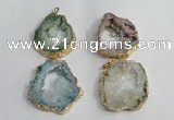 NGP1425 30*45mm - 45*55mm freeform plated druzy agate pendants