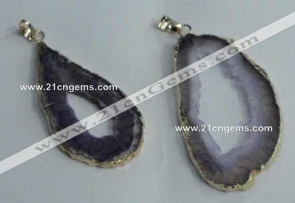 NGP1427 30*45mm - 45*55mm freeform plated druzy agate pendants