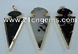 NGP1433 25*60mm - 30*65mm arrowhead agate pendants wholesale