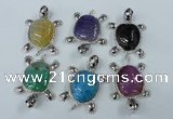 NGP1436 43*60mm tortoise agate pendants with crystal pave alloy settings