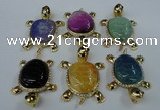 NGP1437 43*60mm tortoise agate pendants with crystal pave alloy settings