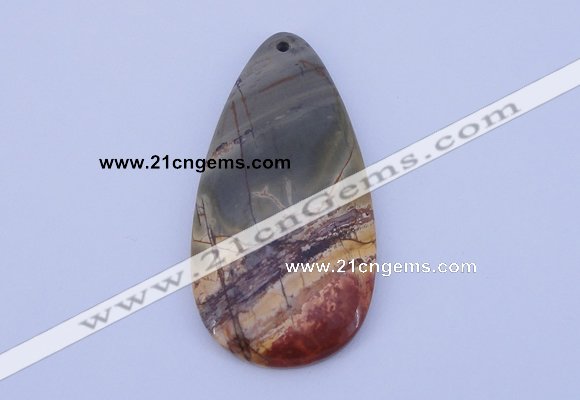 NGP144 2pcs 30*60mm teardrop picasso jasper gemstone pendants