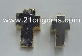 NGP1447 20*40mm - 30*55mm cross druzy amethyst gemstone pendants