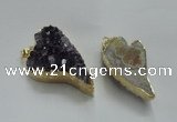 NGP1448 20*40mm - 28*45mm heart druzy amethyst gemstone pendants