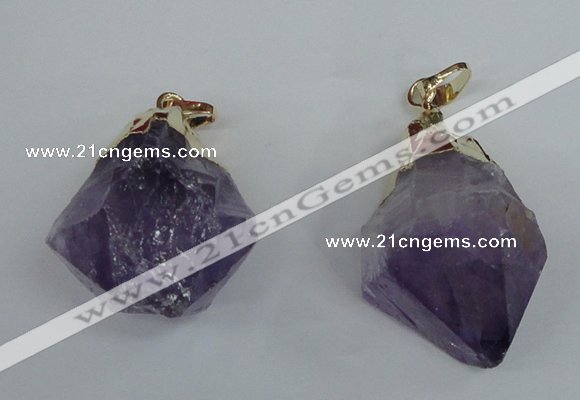 NGP1464 20*35mm - 25*40mm nuggets amethyst gemstone pendants