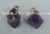 NGP1465 25*45mm - 28*50mm nuggets amethyst gemstone pendants