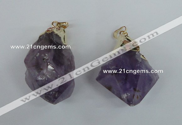 NGP1465 25*45mm - 28*50mm nuggets amethyst gemstone pendants