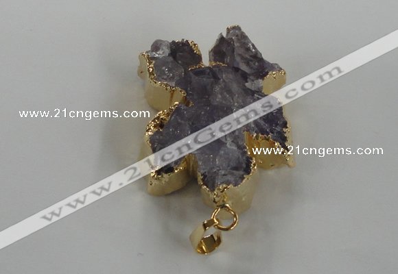 NGP1468 30*35mm - 35*40mm starfish druzy amethyst gemstone pendants