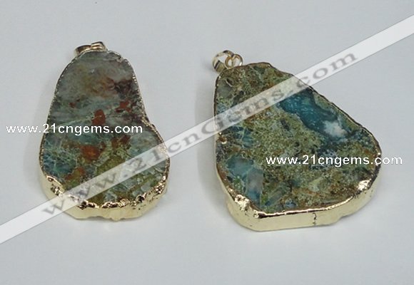 NGP1471 30*40mm - 40*50mm freeform chrysocolla gemstone pendants